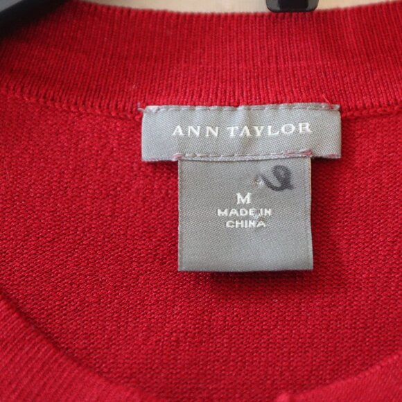Ann Taylor Cropped Sweater Cardigan/ Shrug Red Size Medium Silk/Rayon/Cotton - Picture 2 of 14